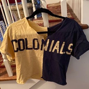 Navy and Yellow Split Color GW Colonials T Shirt